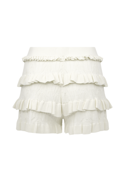 Amy Pointelle Knit Frill Bloomers - Ivory