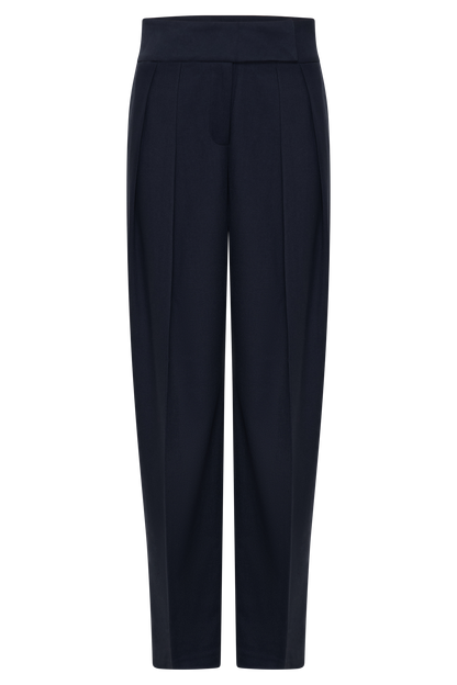 Penelope Pleated High Waisted Pants - Dark Navy