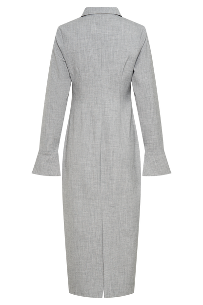 Dorian Fitted Shirt Midi Dress - Charcoal Marle