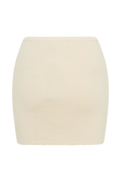 Monroe Embroidered Knit Mini Skirt - Cream And Ivory