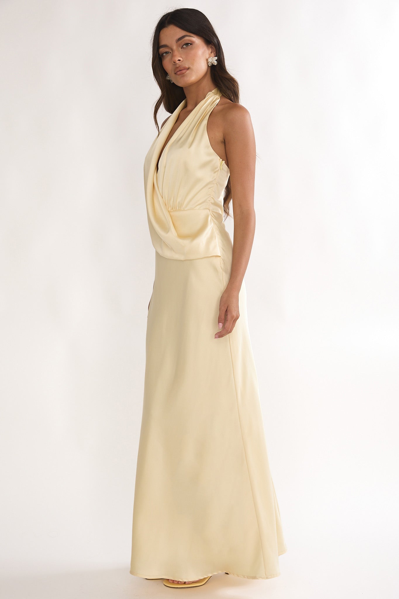 Jelina Draped Halter Maxi Dress Butter