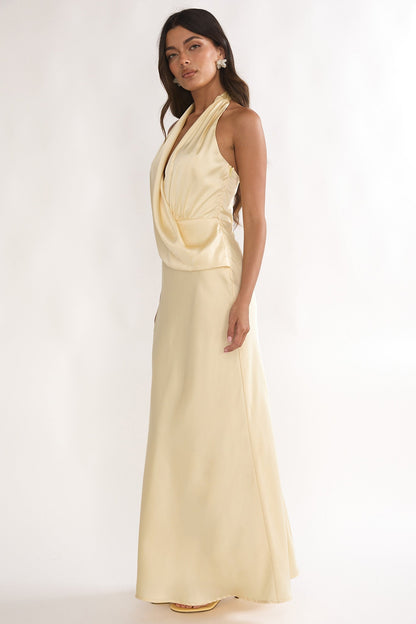 Jelina Draped Halter Maxi Dress Butter