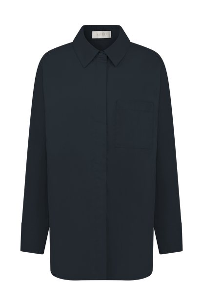 Campbell Cotton Oversized Shirt - Navy