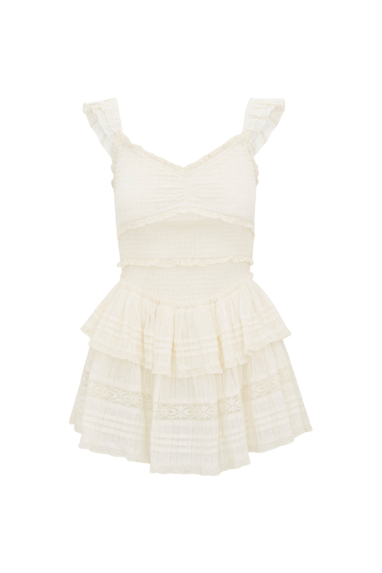 Lovine Cotton Smocked Mini Dress