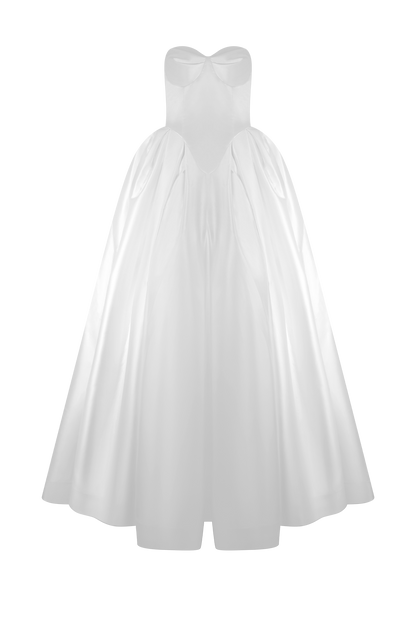 Delphine Satin Strapless Maxi Gown - White