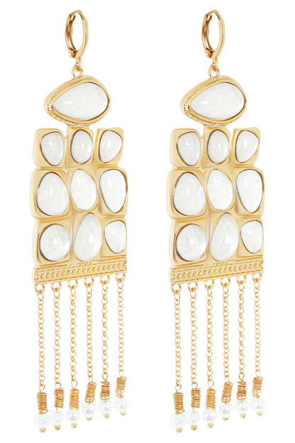 Annika Horizontal Resin Drop Earrings - Gold