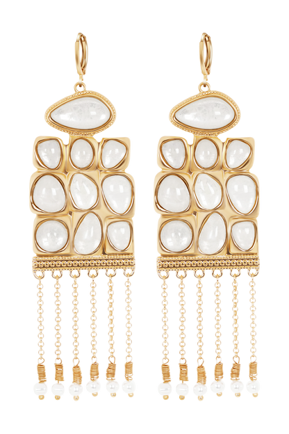 Annika Horizontal Resin Drop Earrings - Gold