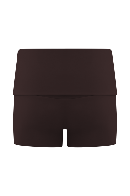 Birdie Fold Over Shorts - Chocolate