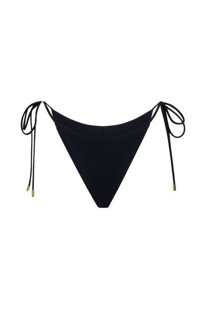 Blossom Side Tie Bikini Bottom - Black