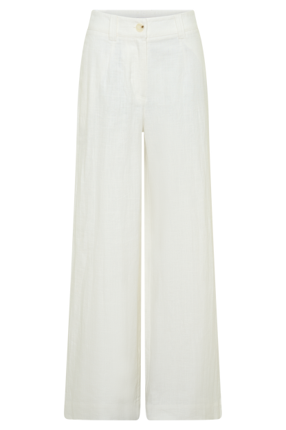 Brielle Straight Leg Linen Pant - White