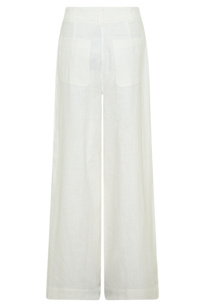 Brielle Straight Leg Linen Pant - White