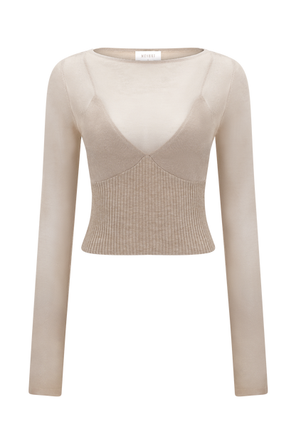 Brionee Silk Blend Knit Top - Sand