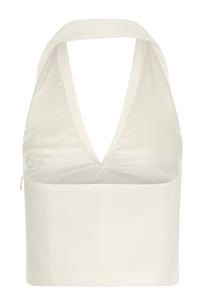 Calla Collared Sleeveless Halter Top - Ivory