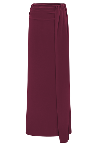 Celina Chiffon Overlay Maxi Skirt - Cherry Red