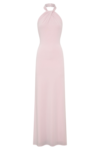 Elyna Slinky Halter Maxi Dress - Pale Pink