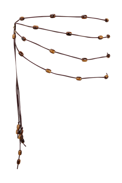 Enid Faux Leather Beaded Belt - Chocolate