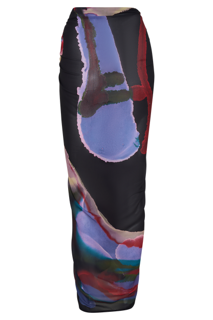 Evie Chiffon Sarong - Multi Fluid Reverie Print