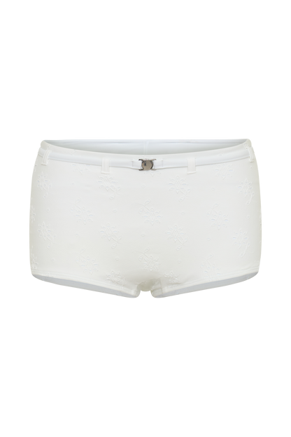 Frost Mini Bikini Shorts - White Textured Fabric
