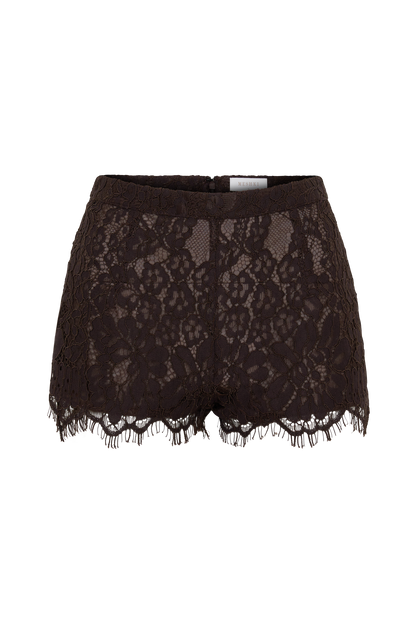 Gigi Lace Mini Shorts - Dark Chocolate