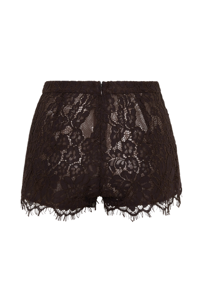Gigi Lace Mini Shorts - Dark Chocolate
