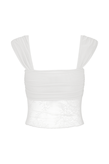 Guinevere Lace And Mesh Top - Ivory