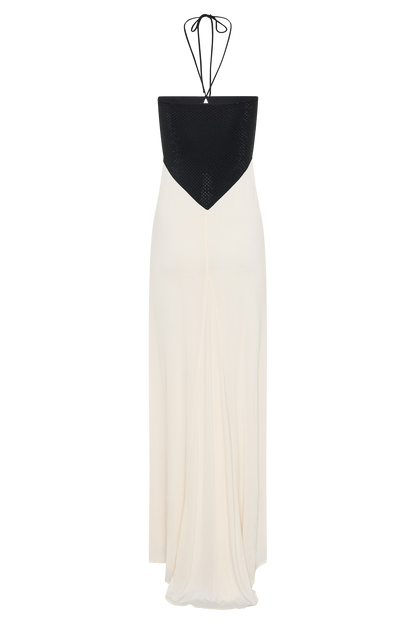 Hien Sequin Halter Maxi Dress - Black/Ivory