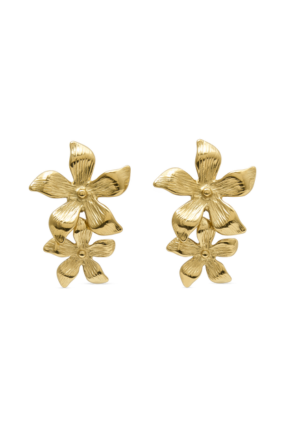 Infatuated Drop Flower Earrings - Gold