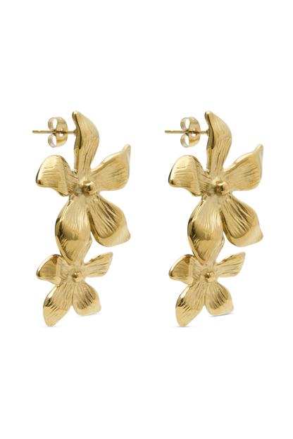 Infatuated Drop Flower Earrings - Gold