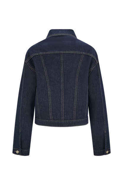 Kirra Cinched Denim Jacket - Washed Indigo Blue