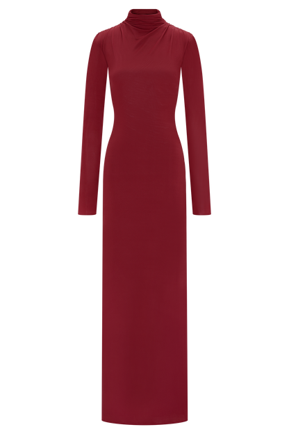 Kiyah Slinky Cut Out Maxi Dress - Red