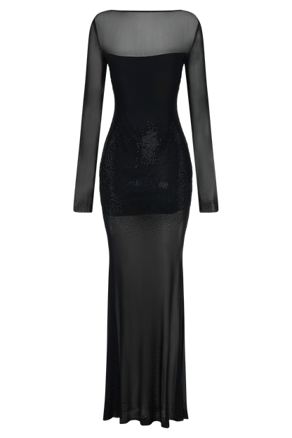 Lior Mesh Maxi Dress With Hotfix - Black