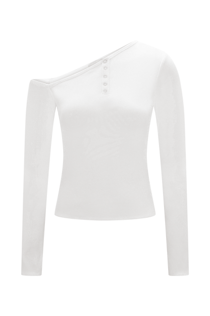 Maelle Off Shoulder Long Sleeve Top - Ivory