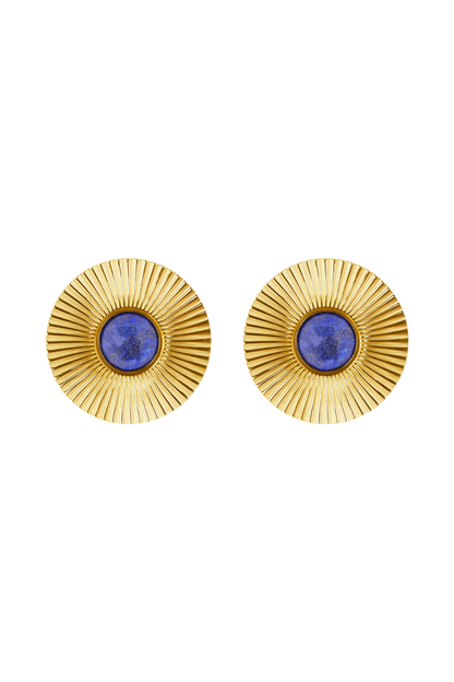 Maisie Round Gemstone Earrings - Gold