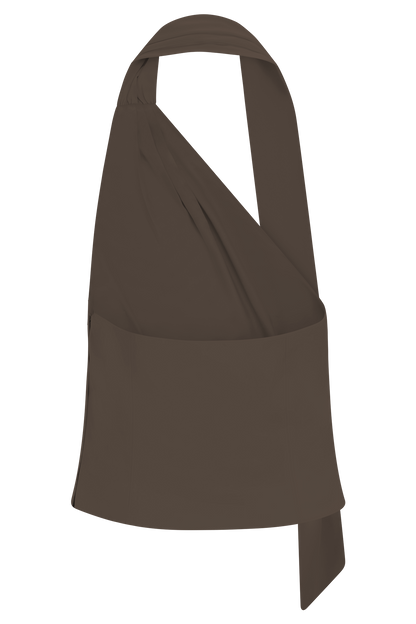 Marina Halter Top With Hardware - Cacao Brown
