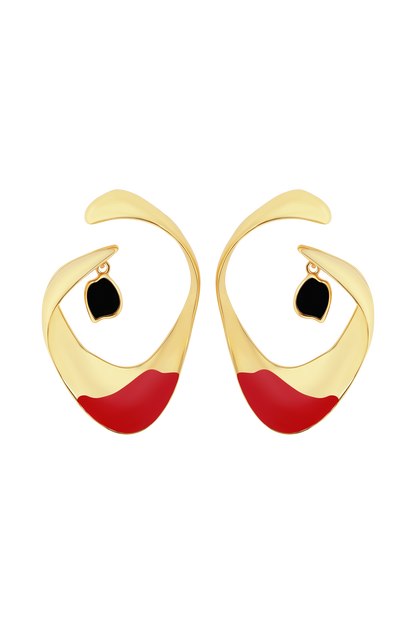 Marna Large Hoop Earrings With Stones - Gold