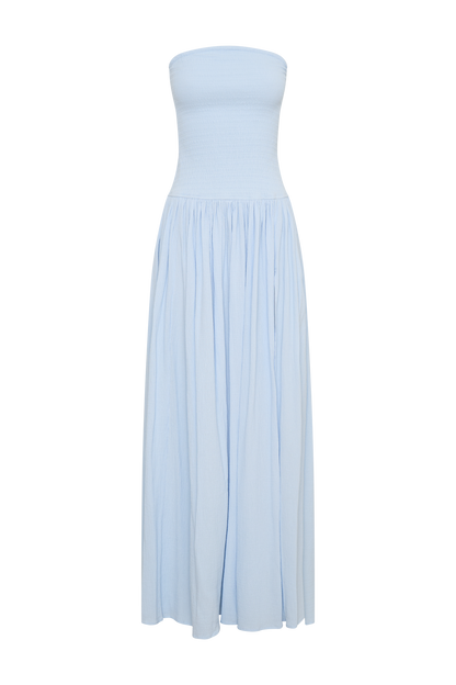 Maureen Cotton Shirring Maxi Dress - Powder Blue
