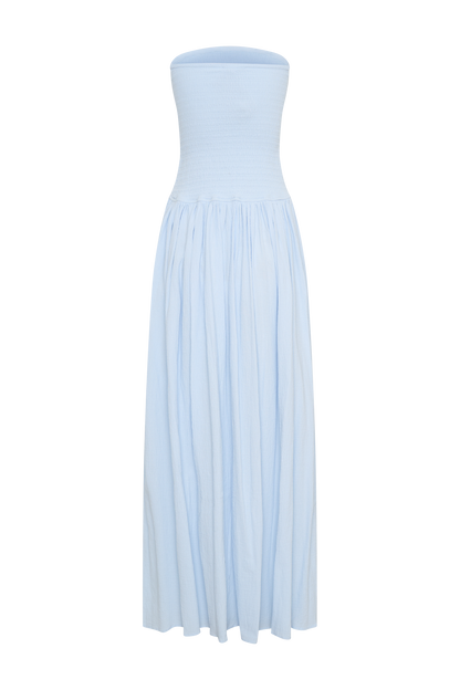 Maureen Cotton Shirring Maxi Dress - Powder Blue
