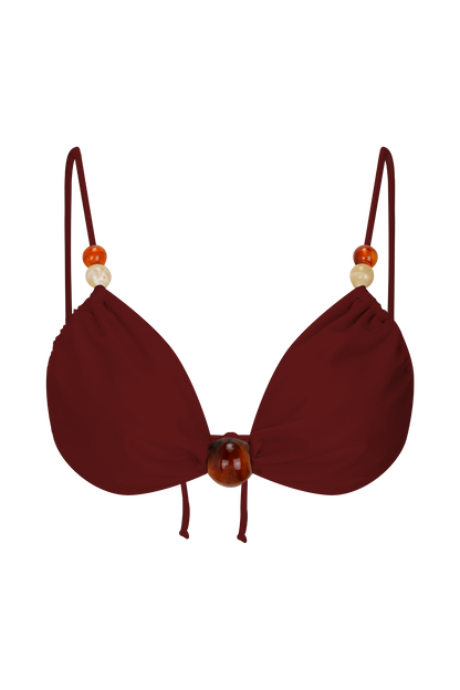 Memphis Beaded Bikini Top - Wine