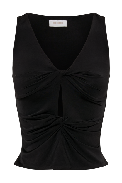 Millie Twist Sleeveless Top - Black