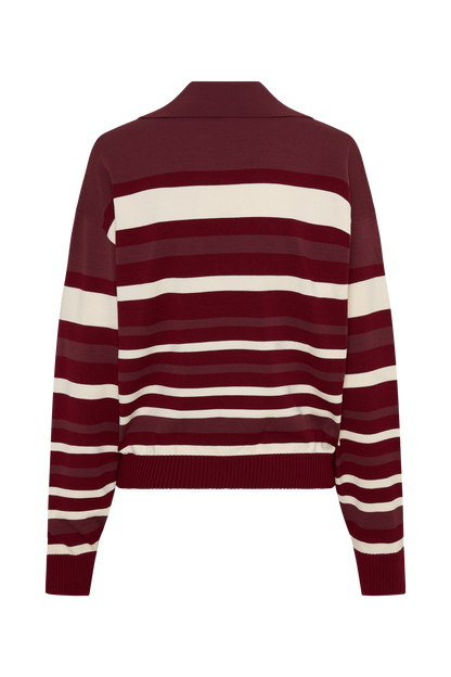 Philly Stripe Long Sleeve Knit Jumper - Burgundy/Cream