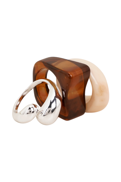 Romeo 3 Stack Ring Set - Silver