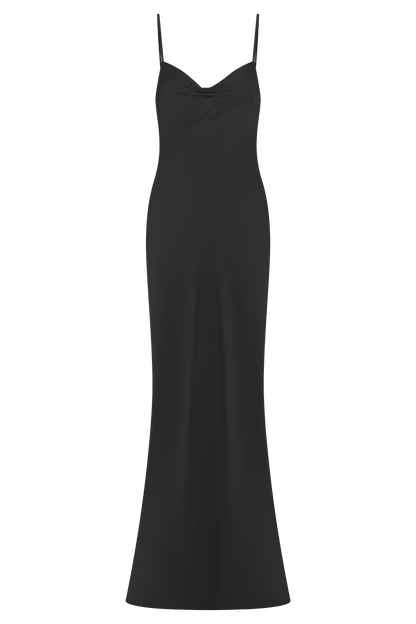 Lilly Sweetheart Satin Maxi Dress - Black