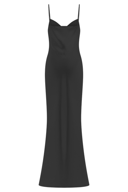 Lilly Sweetheart Satin Maxi Dress - Black