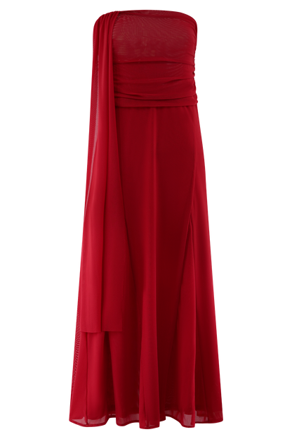 Arna Mesh Maxi Skirt - Ruby