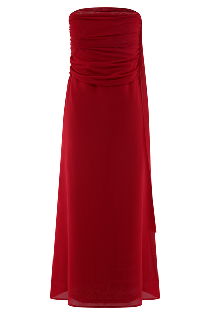 Arna Mesh Maxi Skirt - Ruby