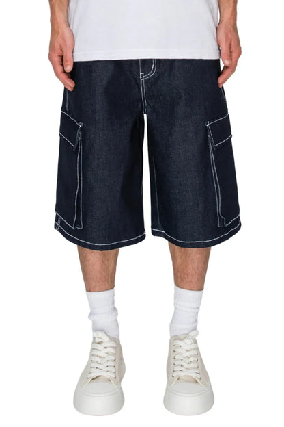 Baggy Fit Cargo Raw Denim Shorts Victorious