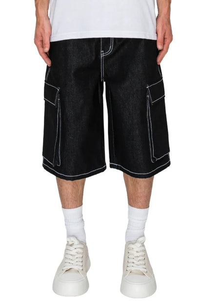 Baggy Fit Cargo Raw Denim Shorts Victorious
