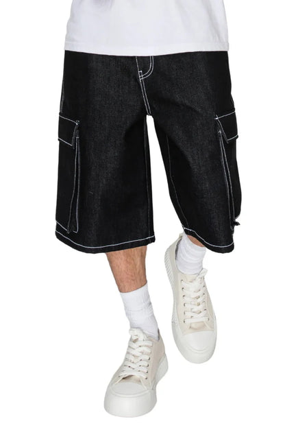 Baggy Fit Cargo Raw Denim Shorts Victorious