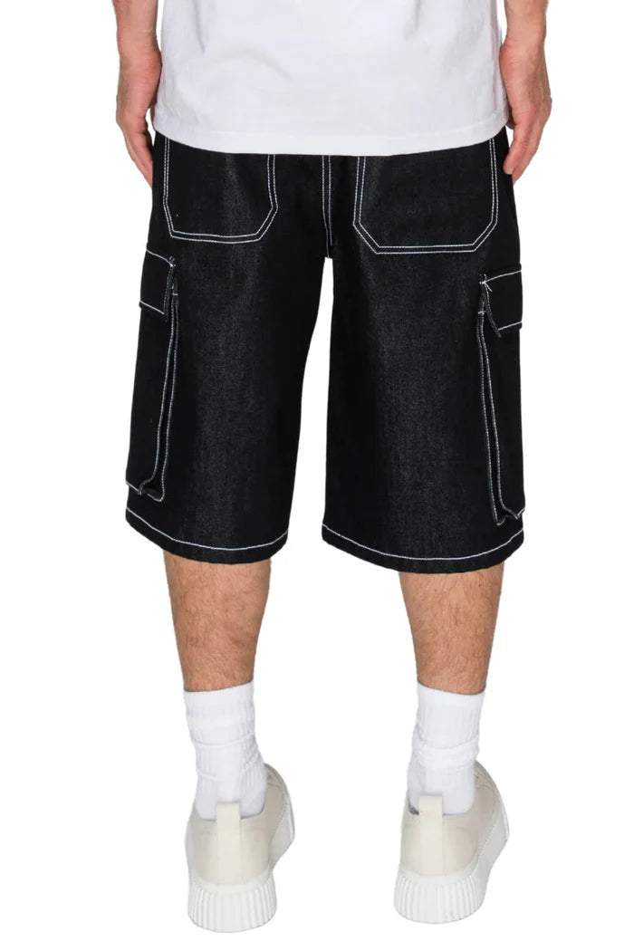 Baggy Fit Cargo Raw Denim Shorts Victorious
