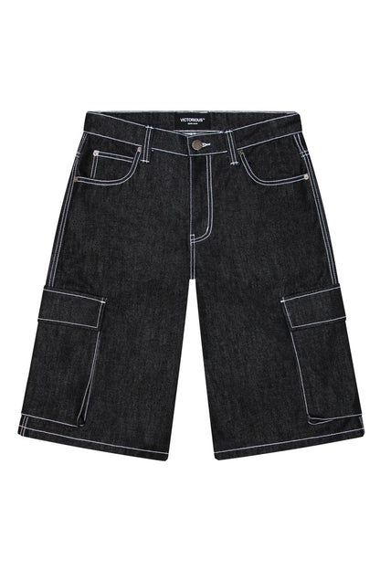 Baggy Fit Cargo Raw Denim Shorts Victorious
